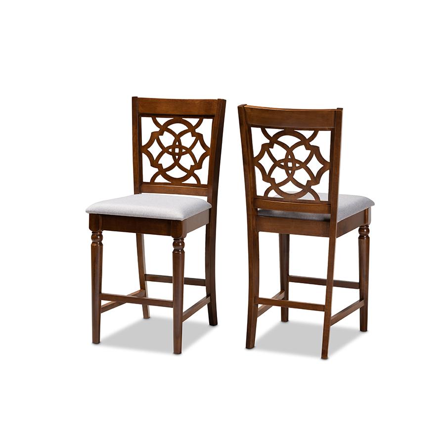 Walnut Brown Finished Wood 2-Piece Counter Height Pub Chair Set