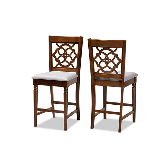 Walnut Brown Finished Wood 2-Piece Counter Height Pub Chair Set