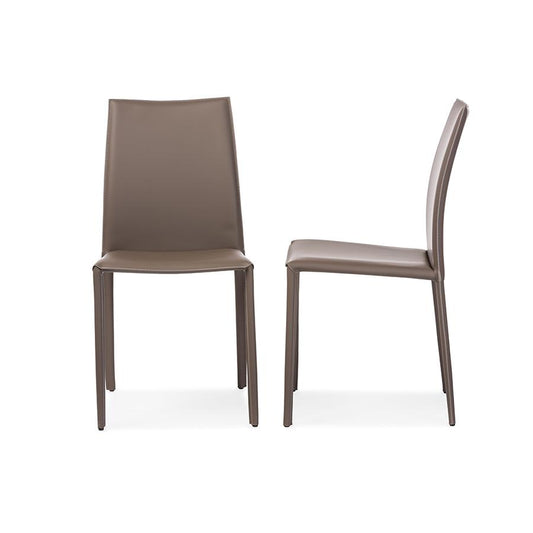 Taupe Bonded Leather Upholstered Dining Chair (Set of 2)