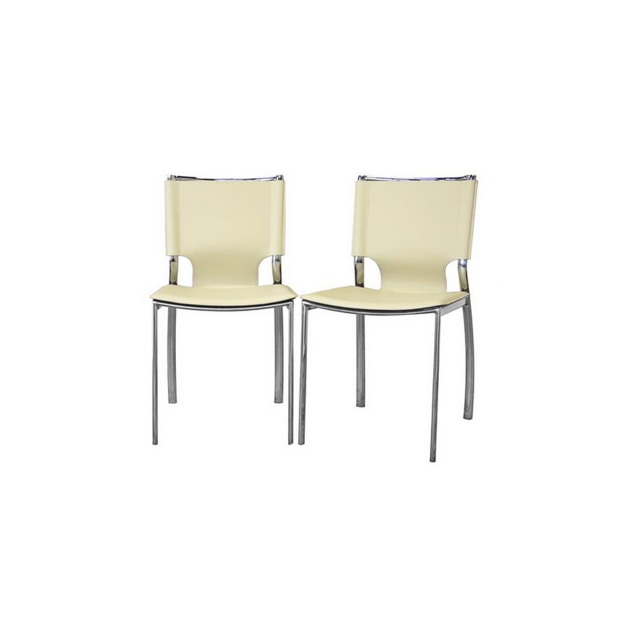 Baxton Studio Montclare Ivory Leather Modern Dining Chair (Set of 2)