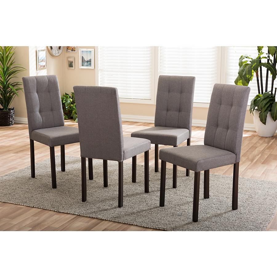 Grey Fabric Upholstered Grid-tufting Dining Chair (Set of 4)