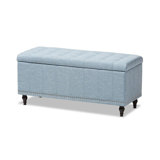 Classic Light Blue Fabric Upholstered Button-Tufting Storage Ottoman Bench