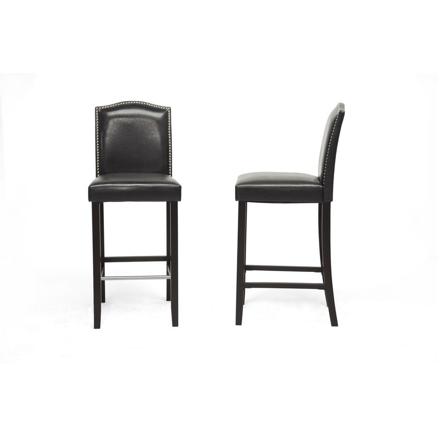 Baxton Studio Libra Black Modern Bar Stool with Nail Head Trim (Set of 2)