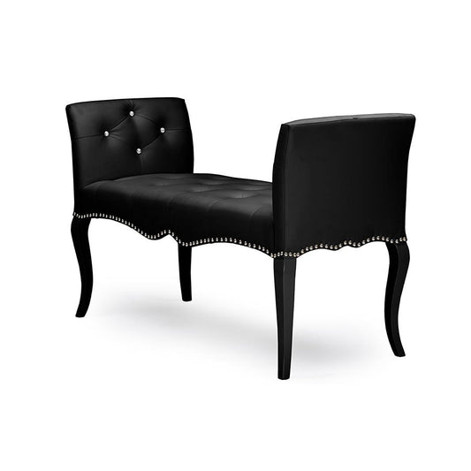 Kristy Modern and Contemporary Black Faux Leather Classic Seating Bench