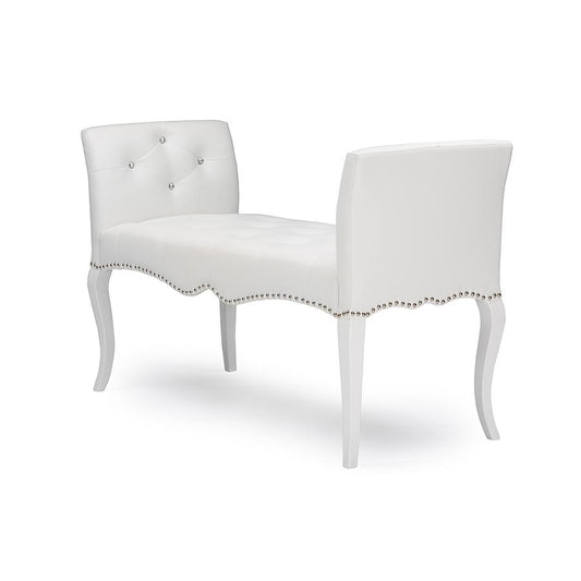 Kristy Modern and Contemporary White Faux Leather Classic Seating Bench