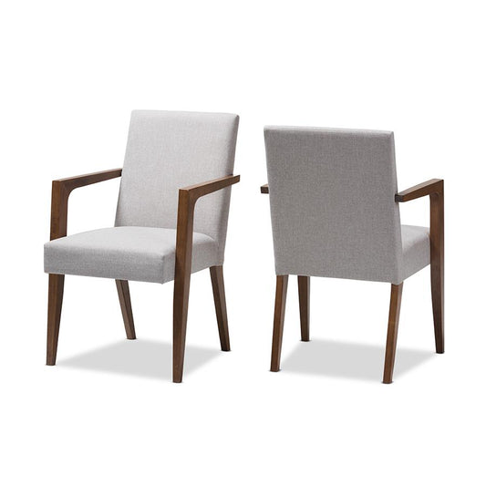 Greyish Beige Upholstered Wooden 2-Piece Lounge Chair Set