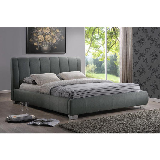 Baxton Studio Marzenia Contemporary Grey Fabric Queen Size Bed