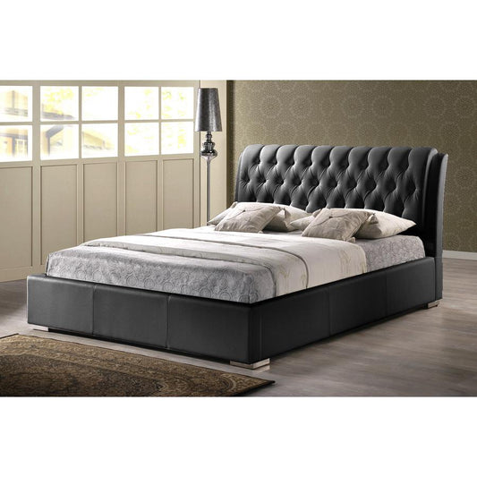 Bianca Black Modern Bed with Tufted Headboard (Queen Size)