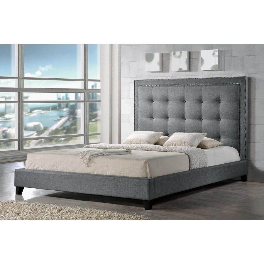 Baxton Studio Hirst Gray Platform Bed- King Size