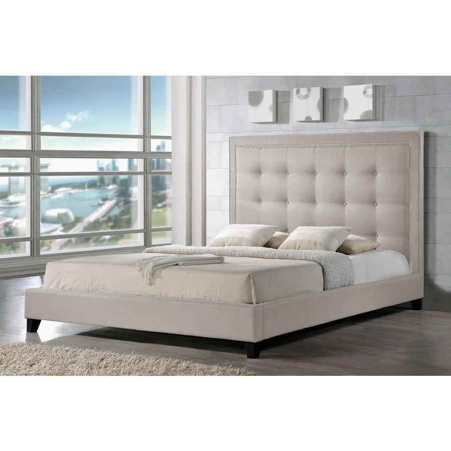 Baxton Studio Hirst Light Beige Platform Bed- King Size