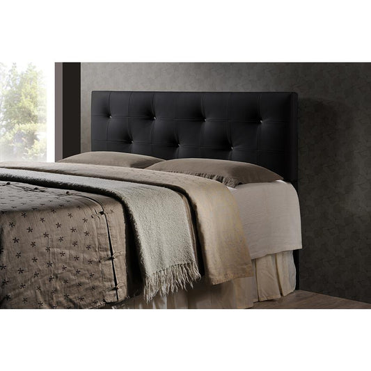 Dalini Modern and Contemporary King Black Faux Leather Headboard