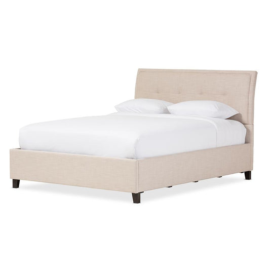 Lea Modern and Contemporary Beige Mix-Linen Queen Size Storage Platform Bed