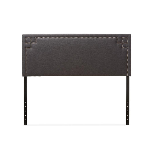 Geneva Modern and Contemporary Dark Grey Fabric Upholstered Queen Size Headboard