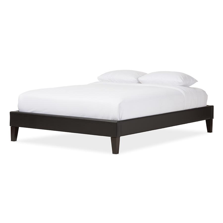 Black Faux Leather Upholstered Full Size Bed Frame