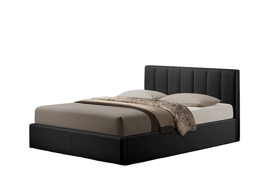 Templemore Black Leather Queen-Size Bed