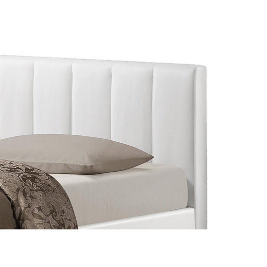 Baxton Studio Templemore White Leather Contemporary Queen-Size Bed