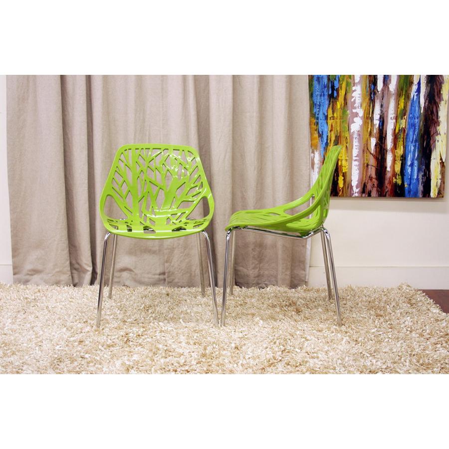 Modern Birch Sapling Green Finished Plastic Dining Chair (Set of 2)