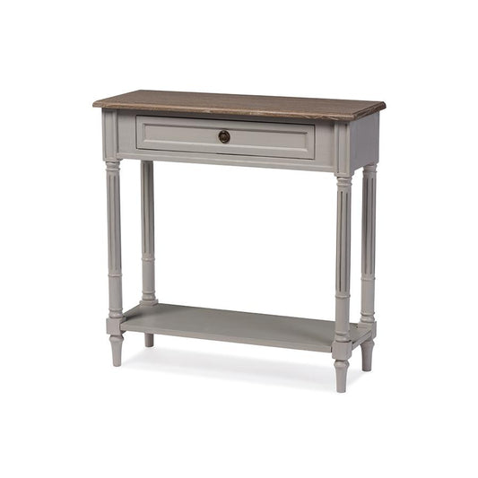 White Wash Distressed Wood and Grey Two-tone 1-drawer Console Table