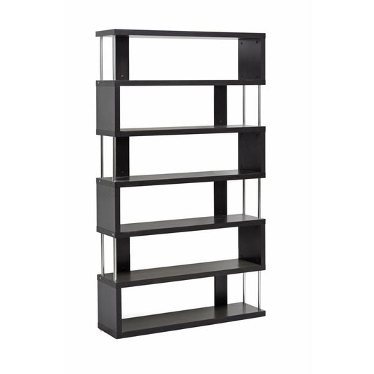 Baxton Studio Barnes Dark Brown Six-Shelf Modern Bookcase