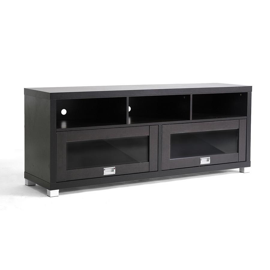 Baxton Studio Swindon Modern TV Stand with Glass Doors