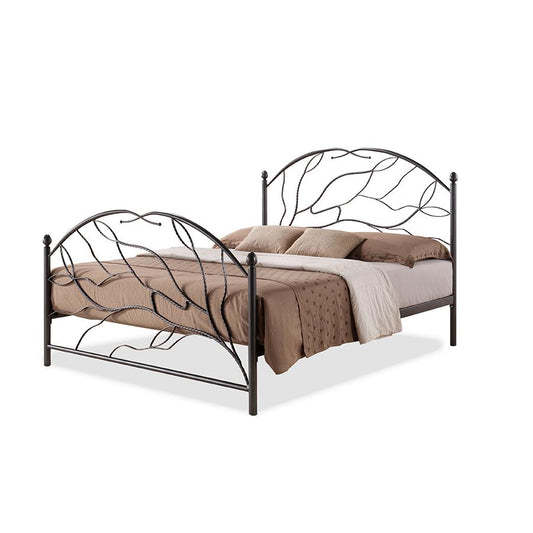 Zinnia Vintage Industrial Black Bronze Finished Metal Queen Size Platform Bed