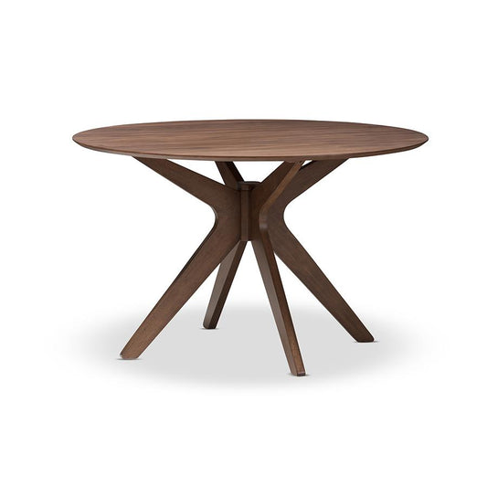 Baxton Studio Monte Mid-Century Modern Walnut Wood 47-Inch Round Dining Table