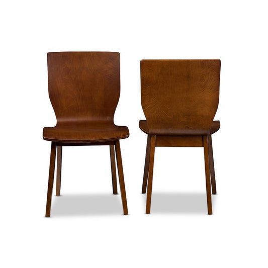 Scandinavian Style Dark Walnut Bent Wood Dining Chair (Set of 2)