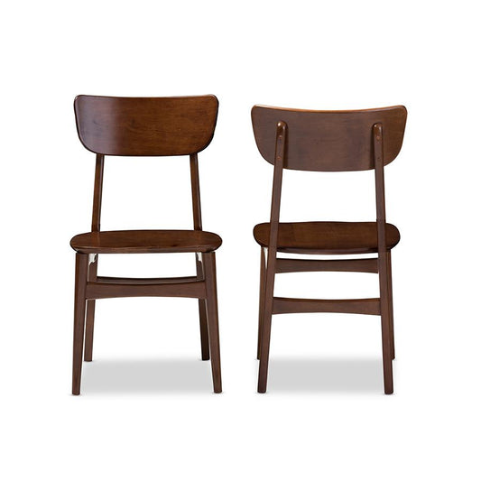 Scandinavian Style Dark Walnut Bent Wood Dining Side Chair (Set of 2)