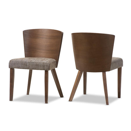 Baxton Studio Sparrow Brown and "Gravel" Wood Modern Dining Chair (Set of 2)