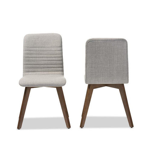 Light Grey Fabric Upholstered Walnut Wood Finishing Dining Chair (Set of 2)