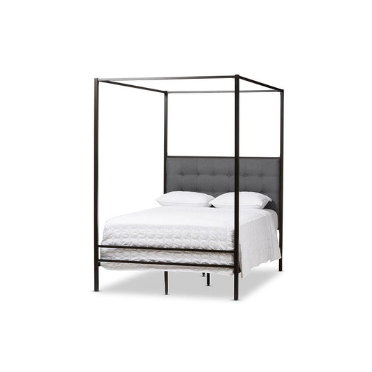 Eleanor Vintage Industrial Black Bronze Finished Metal Canopy Queen Bed