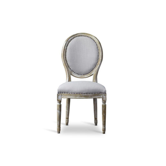 Baxton Studio Clairette Wood Traditional French Accent Chair-Round