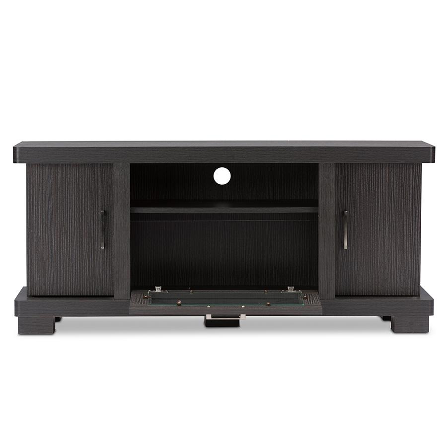 Baxton Studio Viveka 47-Inch Greyish Dark Brown Wood TV Cabinet with 2 Doors