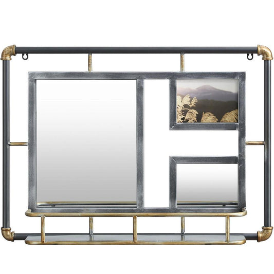 SYSTEMS PIPING MIRROR WITH FRAME/Rustic gray