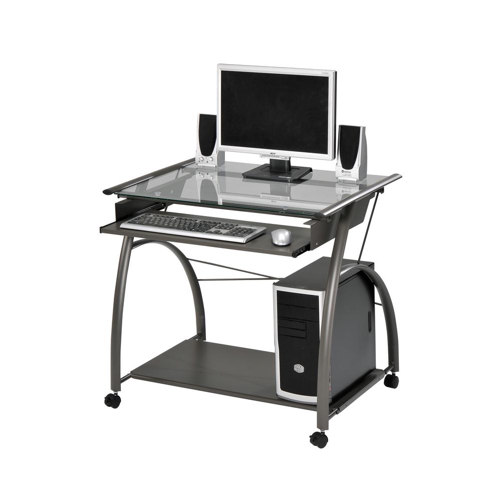 Vincent Computer Desk, Pewter Finish