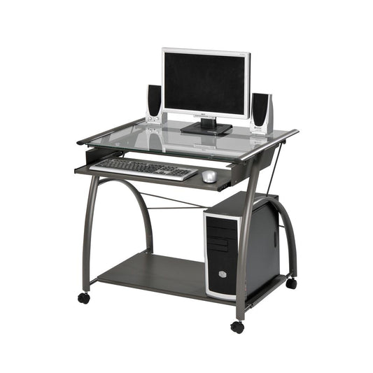 Vincent Computer Desk, Pewter Finish