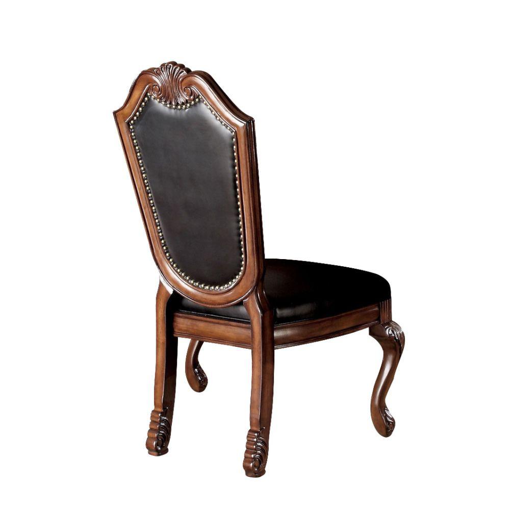 Chateau De Ville Black PU & Cherry Side Chair (Set-2)