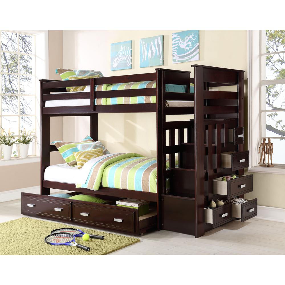 Allentown Twin/Twin Bunk Bed w/Storage Ladder & Trundle, White (1Set/4Ctn)