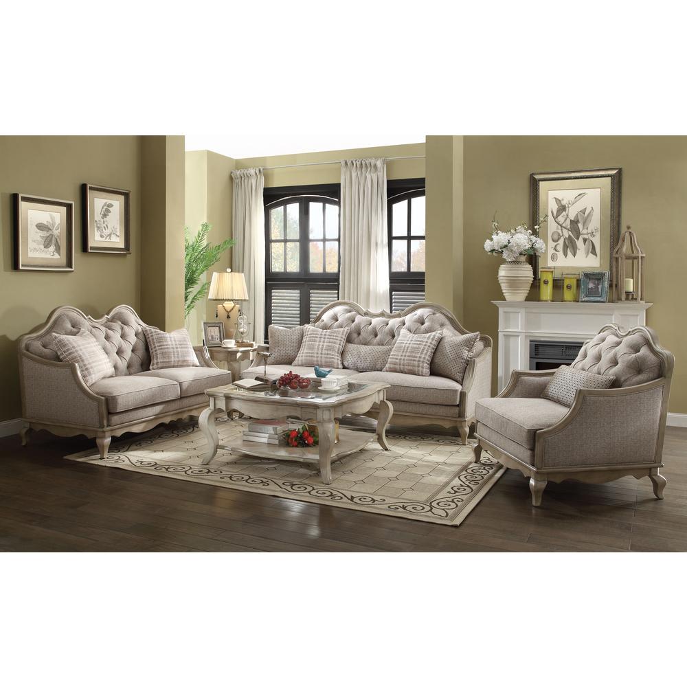 Chair (w/1 Pillow), Beige Fabric & Antique Taupe 56052