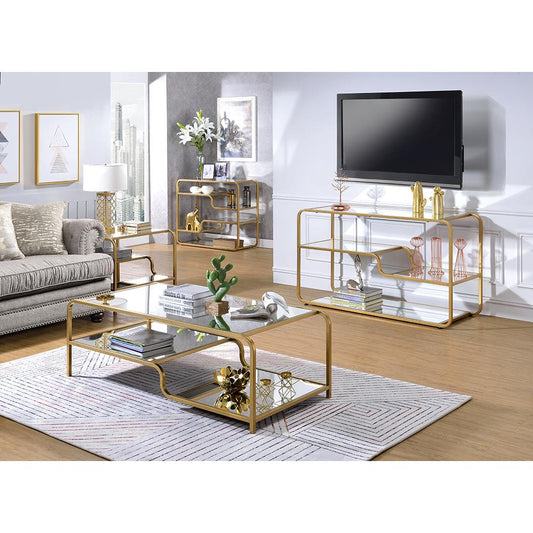 Astrid Sofa Table, Gold & Mirror