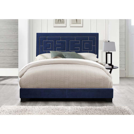 Ishiko III Eastern King Bed, Dark Blue Velvet