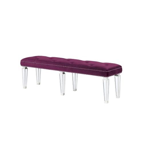 Varian Benchâ€¢ Burgundy Velvet & Mirrored  (27377)