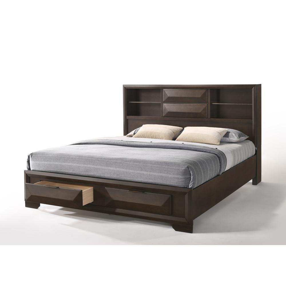 Merveille Eastern King Bed w/Storage, Espresso (1Set/3Ctn)