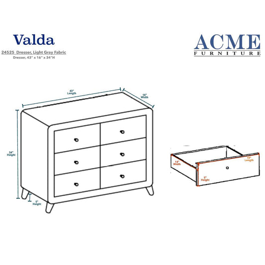 Valda Dresser, Light Gray Fabric