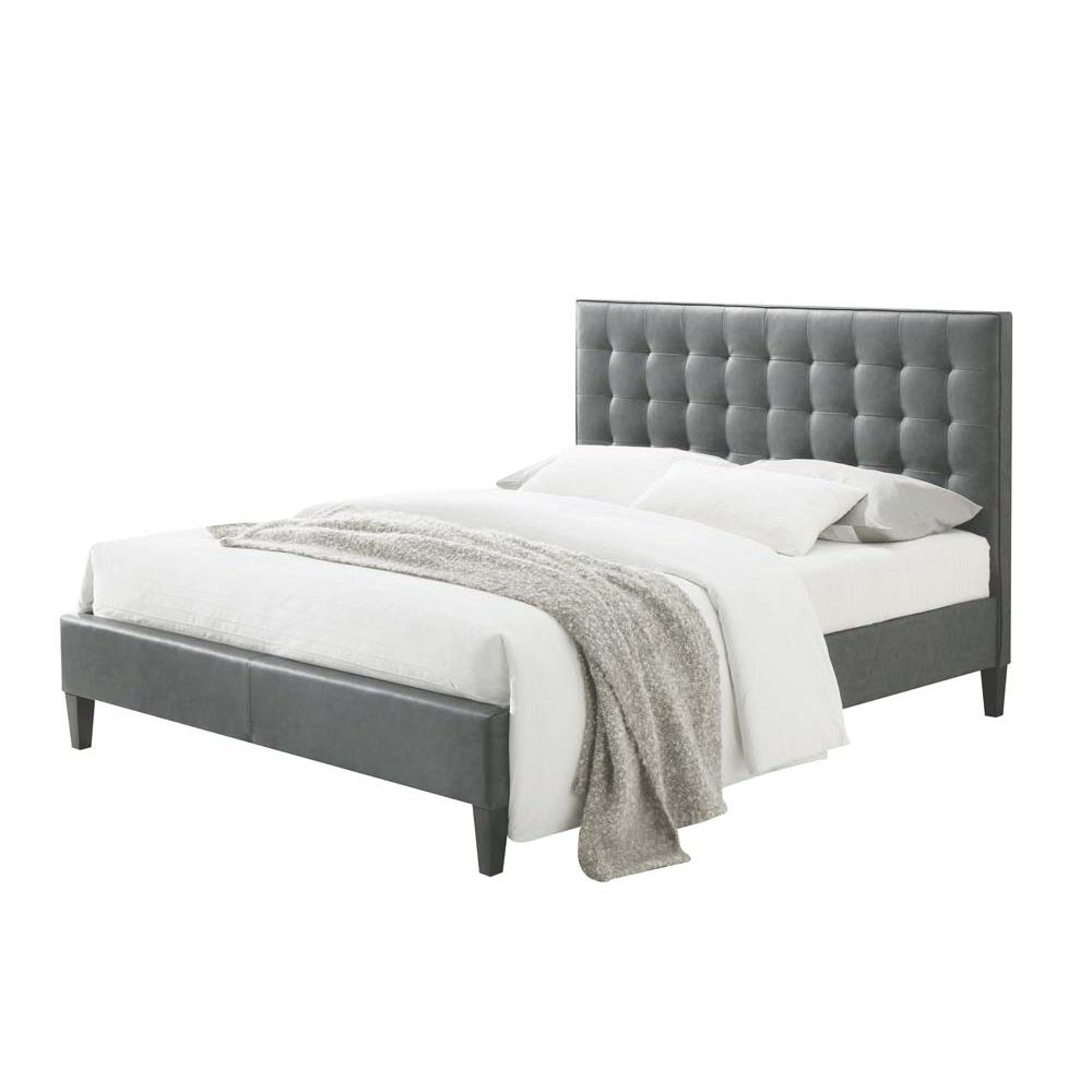 Saveria Queen Bed, 2-Tone Gray PU (1Set/2Ctn)