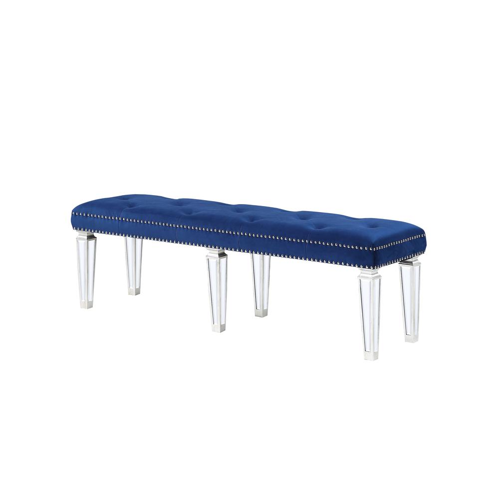 Varian Bench, Blue Velvet & Mirrored (26157)