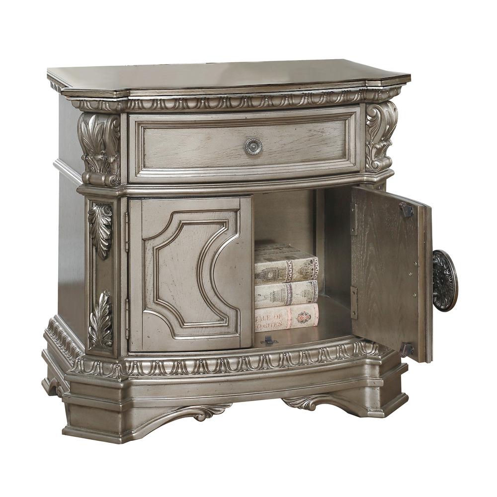 Northville Nightstand w/Wooden Top, Antique Silver (26935)