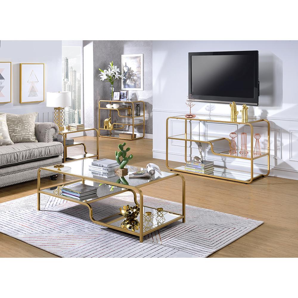 Astrid Coffee Table, Gold & Mirror