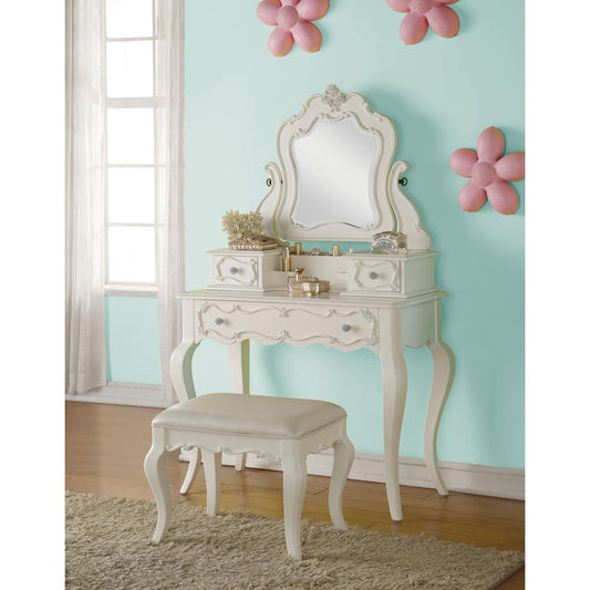 Edalene Vanity & Mirror, Pearl White (1Set/3Ctn)