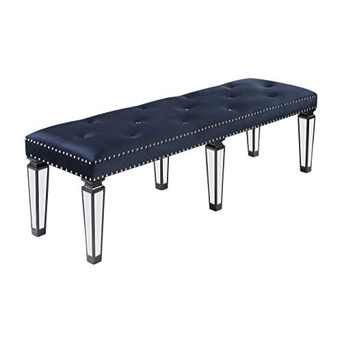 Varian II Bench, Black Velvet & BLACK & Sliver FINISH (BD00589)